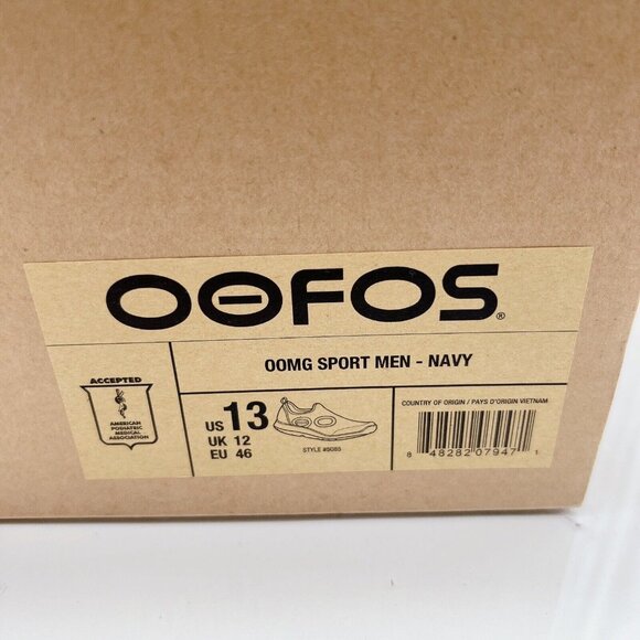 OOFOS OOmg Sport eeZee Low Mens Recovery Comfort Shoes Navy Blue White US 13 - Picture 15 of 15